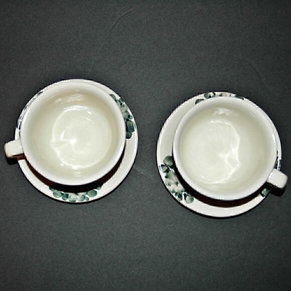 Vintage Polish Cups and Saucers Hand Made and Painted Floral Makers Stamp - Picture 2 of 7